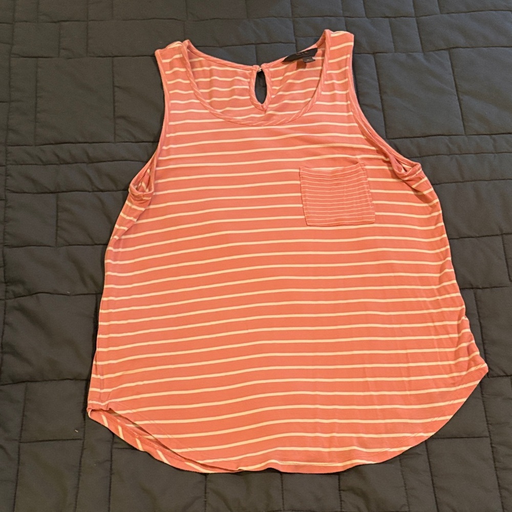 Striped Coral Pocket Tank Top for Women